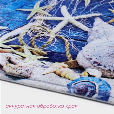 Коврики для ванной и туалета Доляна «Ракушки», 3 шт., 37×45 см, 37×45 см, 45×75 см