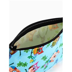 Косметичка-пенал на молнии, плоская, маленькая, с рисунком, голубая/разноцветная