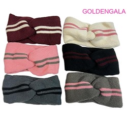 Повязка теплая вязанная на голову ширина 12 см Арт 4 6 шт