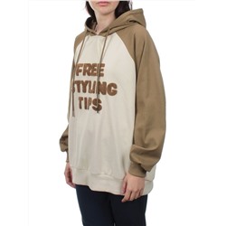 3255 BROWN/BEIGE Худи женское (95% хлопок, 5% эластан)