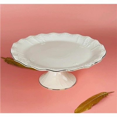 102-152 Круглое блюдо 30,5см на ножке АГАТА в под.уп.(х4)Фарфор