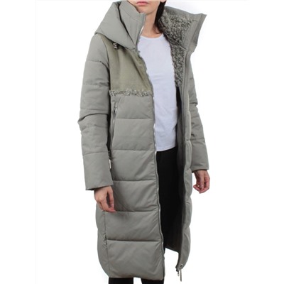 23-636 OLIVE Пальто зимнее женское (холлоффайбер 150 гр., искусственная дубленка)
