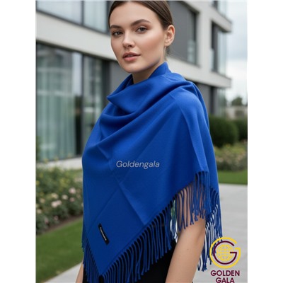 Платок теплый кашемировый однотонный Арт 9899П/38 цвет ярко-синий