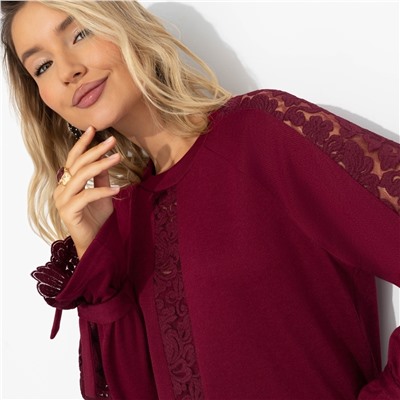 Свитшот комбинированный с кружевом, Приз зрительских симпатий (бордовый)