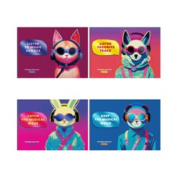 Тетрадь для нот 16л., А4, на скрепке BG "Musical animals", выборочный УФ-лак, (гориз.)