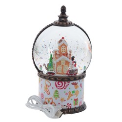 GAEM Фигурка декор в шаре "Пряничный дом" (подсвет, муз, вьюга, движ, AAх3 н/п +USB 100 см), L13 W13 H21