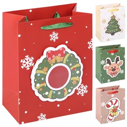 Пакет подарочный НГ 18*23*10 Новогоднее веселье ассорти 4 вида КОКОС 242424/12/Китай