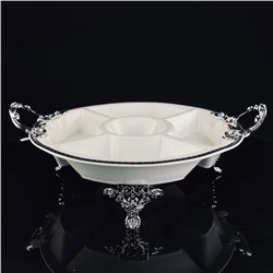 205-917 Менажница 33см на ножках с ручками ATLANTIS в под.уп.(х4) Фарфор