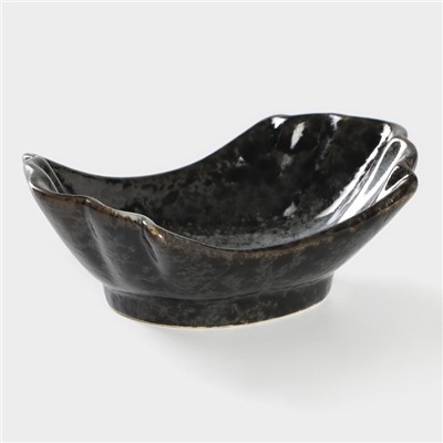 Салатник Magistro «Ночной дождь», 13×8×4.5 см, фарфор, чёрный