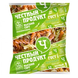 Честный Продукт Макароны СПИРАЛЬКИ с томатом и шпинатом гр.В в/с 900гр