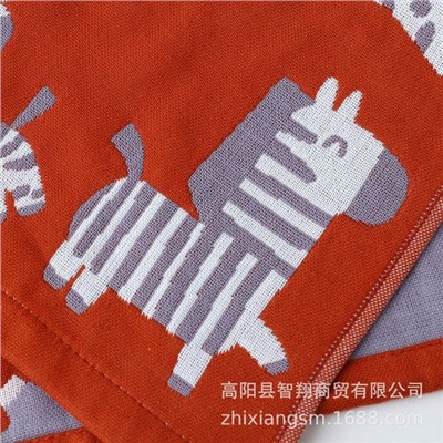 Zhiyang towel, four-layer cotton jacquard gauze Christmas fox square towel, soft absorbent kitchen towel factory price wholesale
