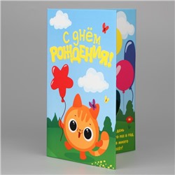 Объёмная открытка «С Днём рождения», котик, 12 х 18 см