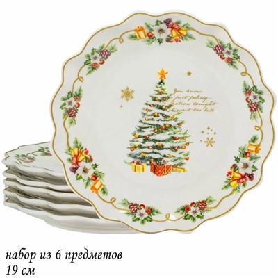 205-304 Набор из 6 тарелок 19см НОВЫЙ ГОД в под.уп.(х12)Фарфор