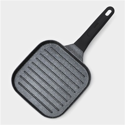 Сковорода-гриль Доляна «Моно», d=18 см, индукция, литой алюминий, чёрная