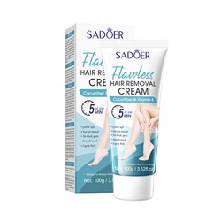 Крем для депиляции с огурцом и витамином Е SADOER Flawless hair removal cream Cucumber and Vitamin E, 100 гр