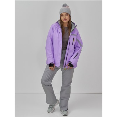 Горнолыжная куртка женская зимняя сиреневого цвета 7017Sn