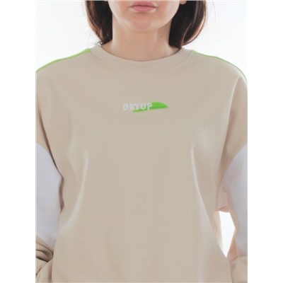 3160/3161 BEIGE/LT. GREEN Костюм спортивный женский (95% хлопок, 5% эластан)