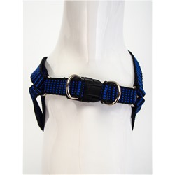 Комплект амуниции рельефный, поводок 120×1.5 см, ОГ 36-49 см, сине-чёрный