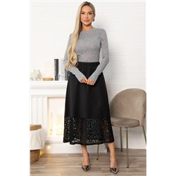 Юбка с кружевом Элегия (черная) Ю14913-10М