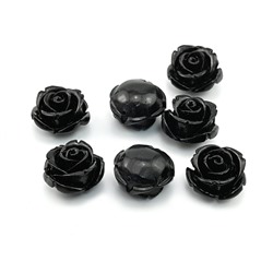 Разделитель-бусина П, Розочка  18мм, цвет черный, отверстие 1,2мм.