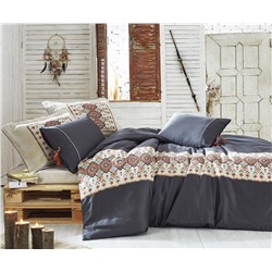 2 сп. Евро Комплект Постельного Белья Cotton Saten Pamira Antrasit XL  - EcoCotton