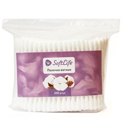 Ватные палочки SoftLife в пакете 200 шт.
