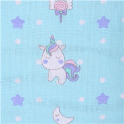 Постельное бельё BABY Единорожки бирюза 112х147см, 110х150см, 60х60см, бязь 120г/м, , хлопок 100%