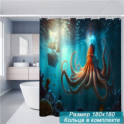 Шторка для душа 3D-принт 180х180 см