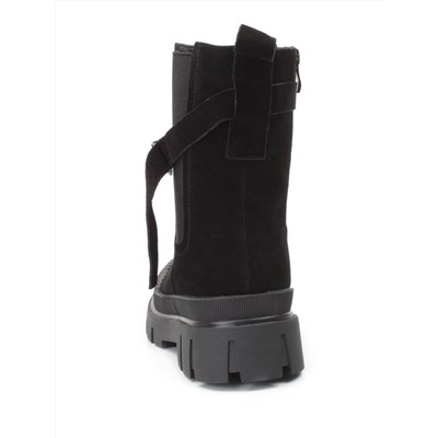04-296-1M BLACK Ботинки зимние женские (натуральная замша, шерсть)