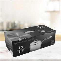 903-003 Ковш 2,3л  крышкой метал.18см  MIRROW(х4)Нержавеющая сталь