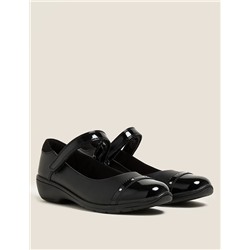 Kids' Leather Diamante Wedge School Shoes (13 Small - 7 large)