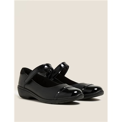 Kids' Leather Diamante Wedge School Shoes (13 Small - 7 large)
