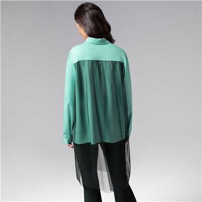 Рубашка комбинированное с сеткой, Срочно на обложку (бирюзовая)