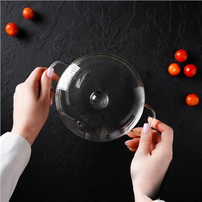 Кастрюля Magistro «Лия», 1.2 л, 20×14 см, жаропрочное стекло, прозрачная