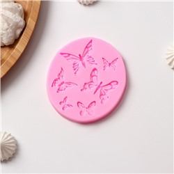 Молд для заливки Доляна «Шесть бабочек», силикон, 8.4×7.5 см, розовый