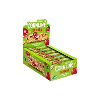 «Cornline», зерновой батончик с клюквой, 30 г (упаковка 18 шт)