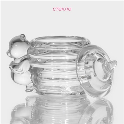 Баночка для мёда и варенья Доляна «Медвежонок», 200 мл, 11.5×9.3 см, стекло, прозрачная