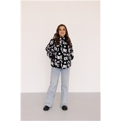 Шубка женская еврозима 24750 (черно-белый/буквы)
