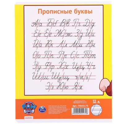 Тетрадь в косую линейку 12 листов, 5 видов МИКС, обложка мелованный картон, «Щенячий патруль»
