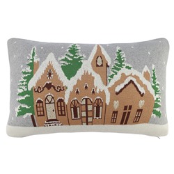 Подушка вязаная с новогодним рисунком Christmas Village из коллекции New Year Essential, 40x60 см