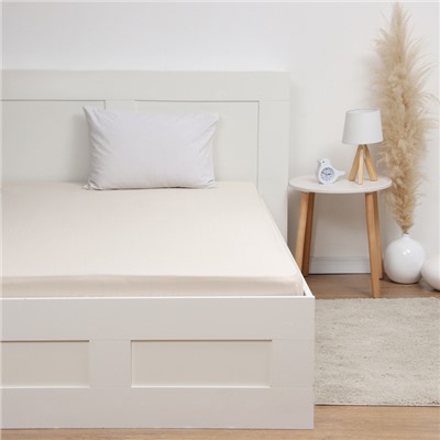 Простыня на резинке 140×200×25 см, экрю, тенсель 120 г/м