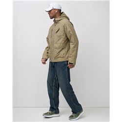 Куртка спортивная мужская весна осень бежевого цвета 25471B