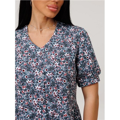 Женский халат Х-153(К) / Серый (цветы)