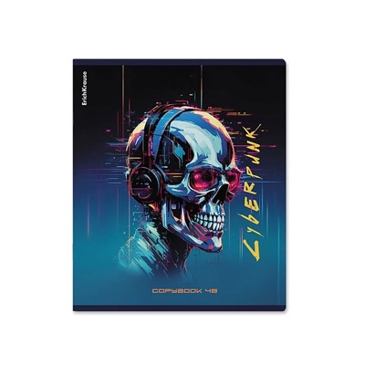 Тетрадь 48 листов в клетку ErichKrause Cyberpunk, обложка мелованный картон, металлизированная ламинация, твин-лак, блок офсет 100% белизна, МИКС