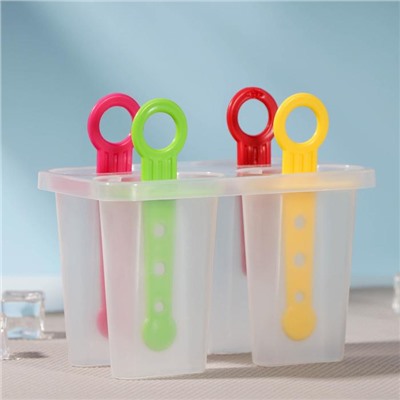 Форма для мороженого Доляна «Симпл», 12.5×7×10 см, 4 ячейки, 50 мл, пластик, прозрачная