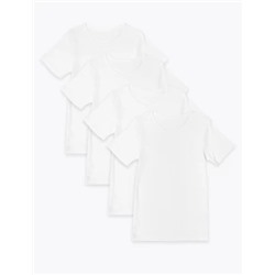 4 Pack Pure Cotton Short Sleeve Vests (2-16 Yrs)