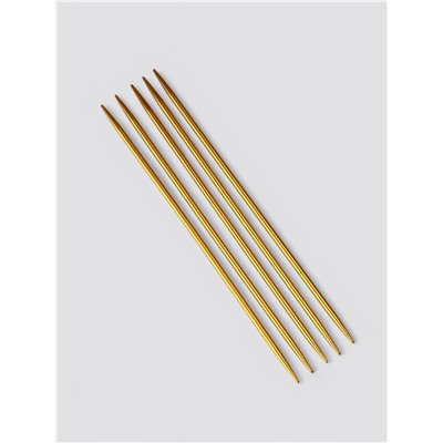 Спицы для вязания, чулочные, из алюминия, d=3 мм, 15 см, 5 шт., цвет золотой