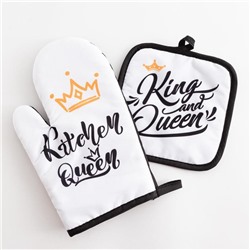 Кухонный набор 2 прихватки Доляна «Queen», прихватка 17х17 см, рукав. 26х16 см