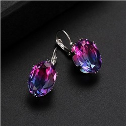 1G0028-1 Серьги с посеребрением, цвет розовый/синий, 29х13х5мм