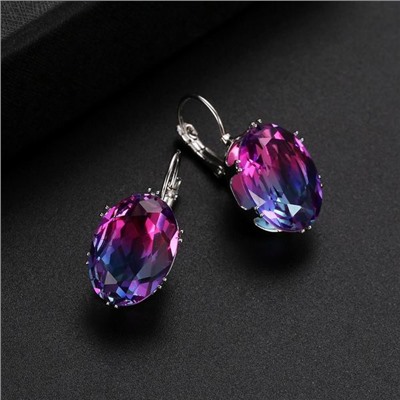 1G0028-1 Серьги с посеребрением, цвет розовый/синий, 29х13х5мм
